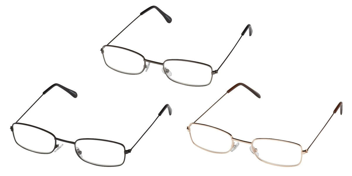 3-Pack Reading Glasses: Black/Gold/Gunmetal - Glasses