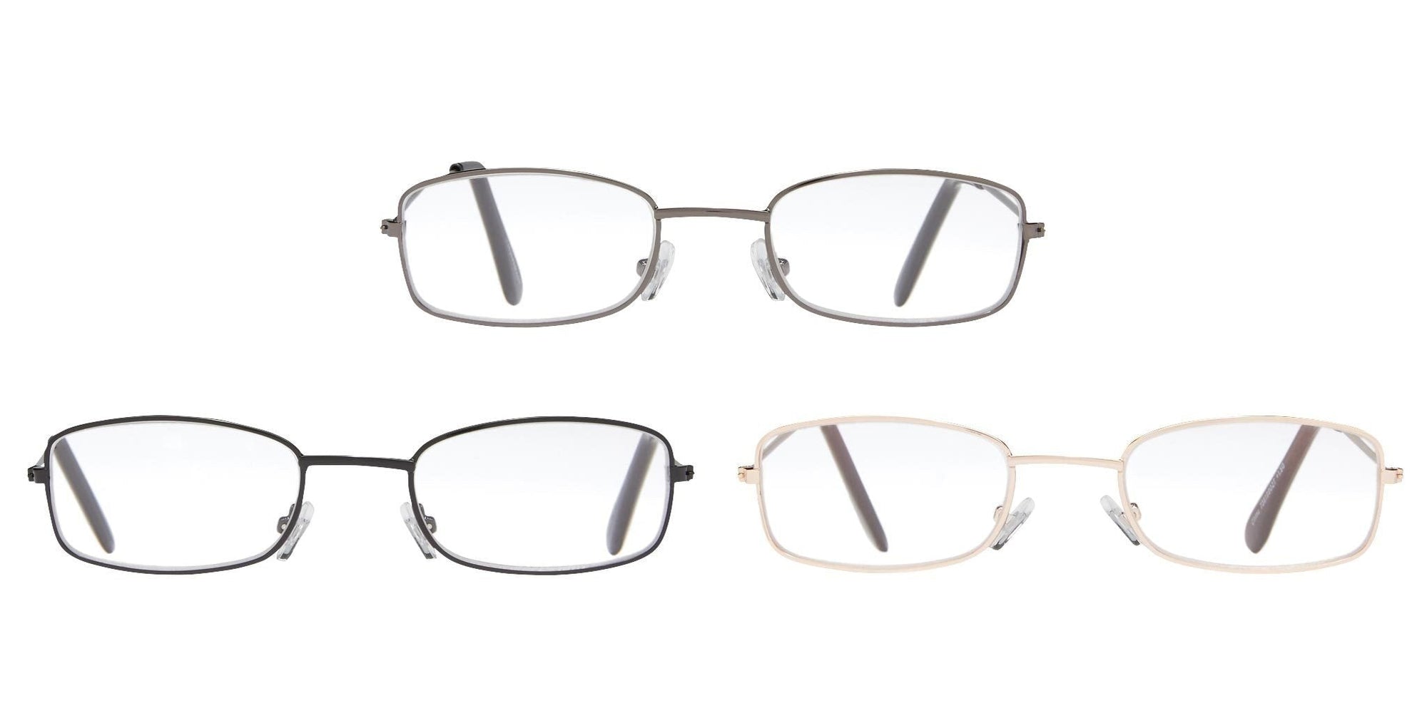 3-Pack Reading Glasses: Black/Gold/Gunmetal - 1.25 Glasses