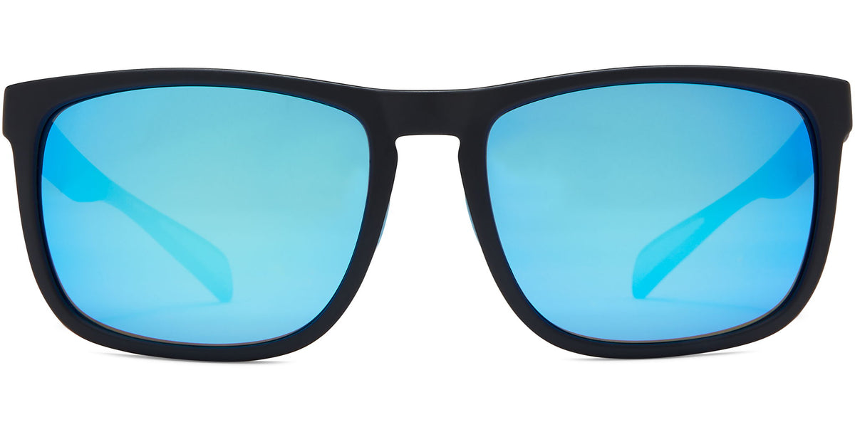 Cape - Matte Black/Gray Lens/Blue Mirror - Polarized Sunglasses