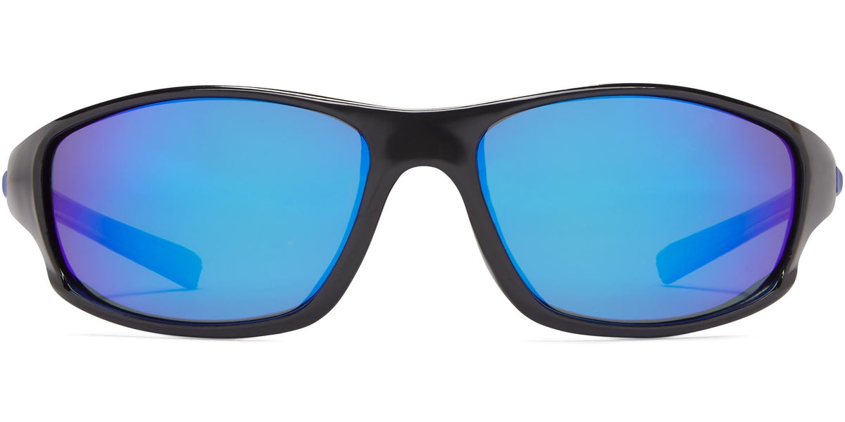 Crane Polarized - Shiny Black/Gray Lens/Blue Mirror - Polarized Sunglasses