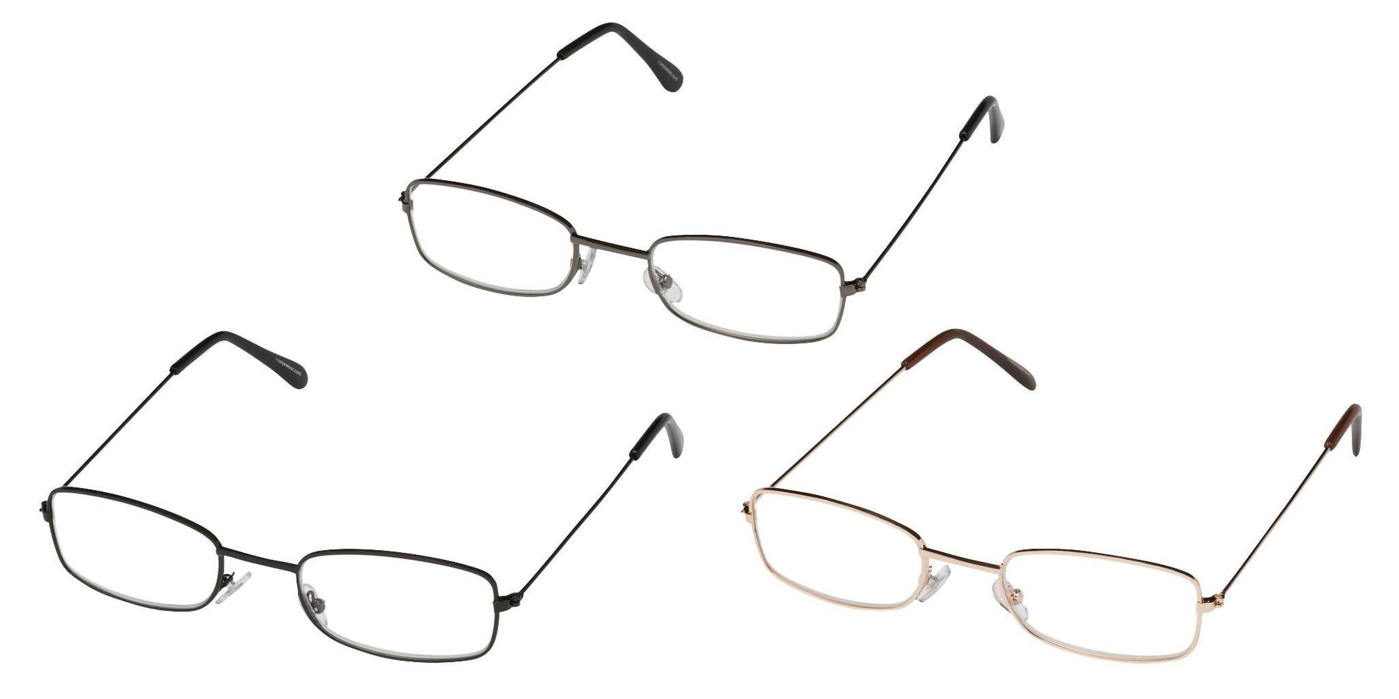 3-Pack Reading Glasses: Black/Gold/Gunmetal - 1.25 Glasses