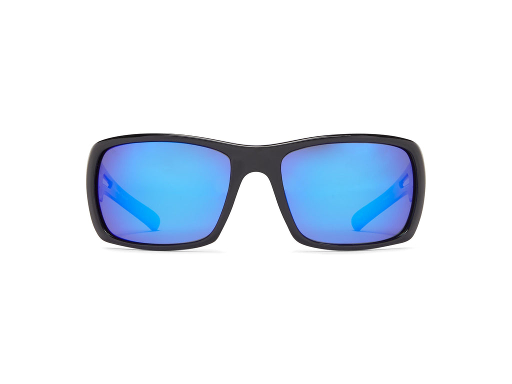 Hazzard - Shiny Black/Gray Lens/Blue Mirror - Polarized Sunglasses