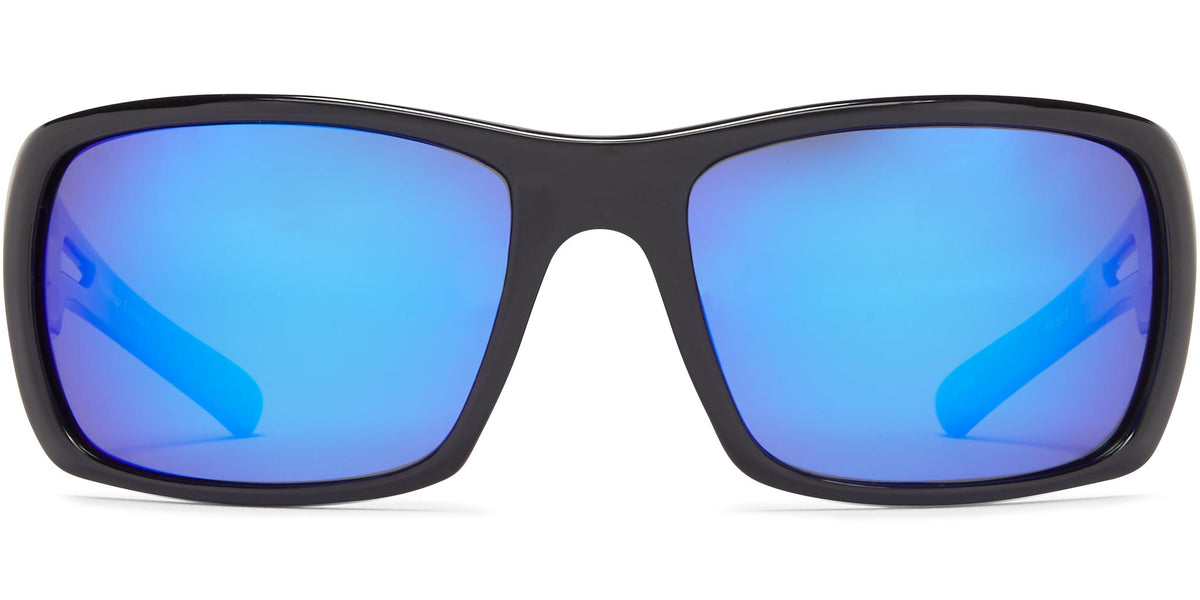 Hazzard - Shiny Black/Gray Lens/Blue Mirror - Polarized Sunglasses