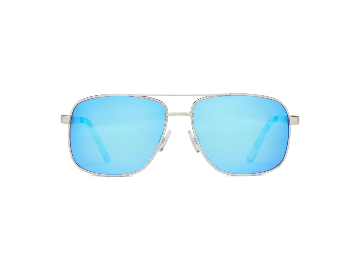 Skipper - Brushed Metal/Gray Lens/Blue Mirror - Polarized Sunglasses