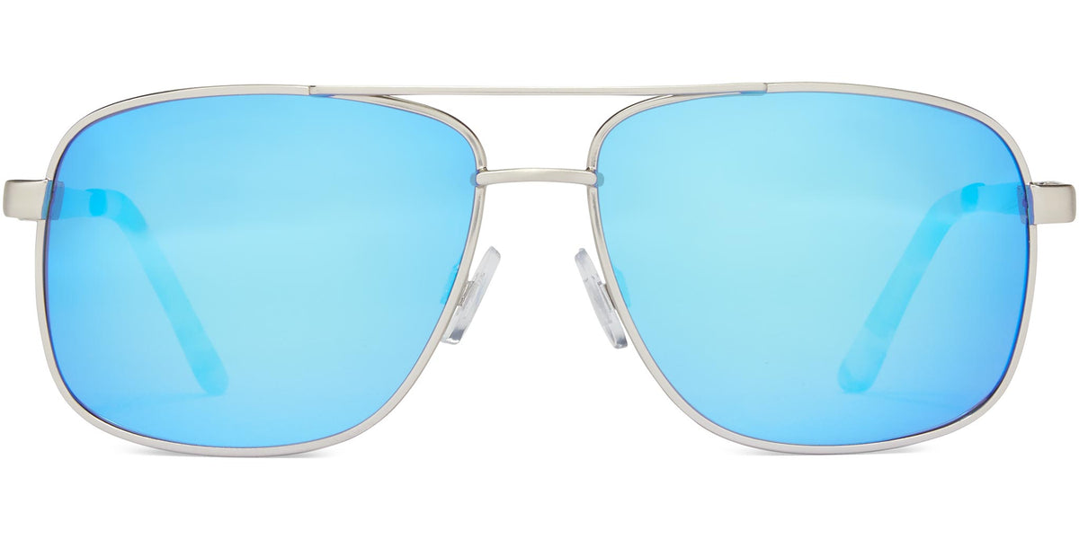 Skipper - Brushed Metal/Gray Lens/Blue Mirror - Polarized Sunglasses