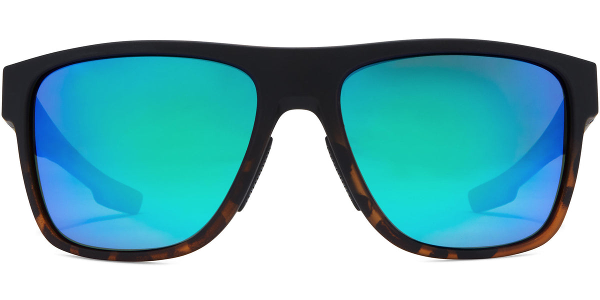 Cover - Matte Black Tortoise Fade/Gray Lens/Blue Mirror - Polarized Sunglasses