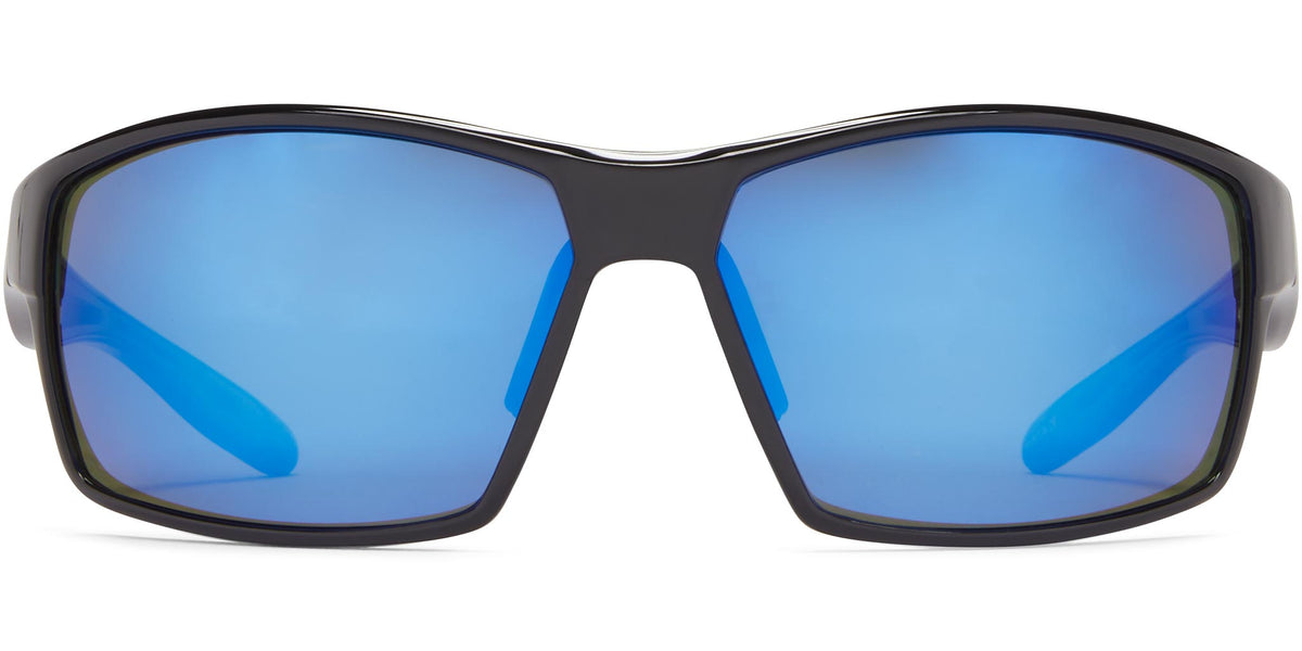 Reach - Shiny Black/Gray Lens/Blue Mirror - Polarized Sunglasses