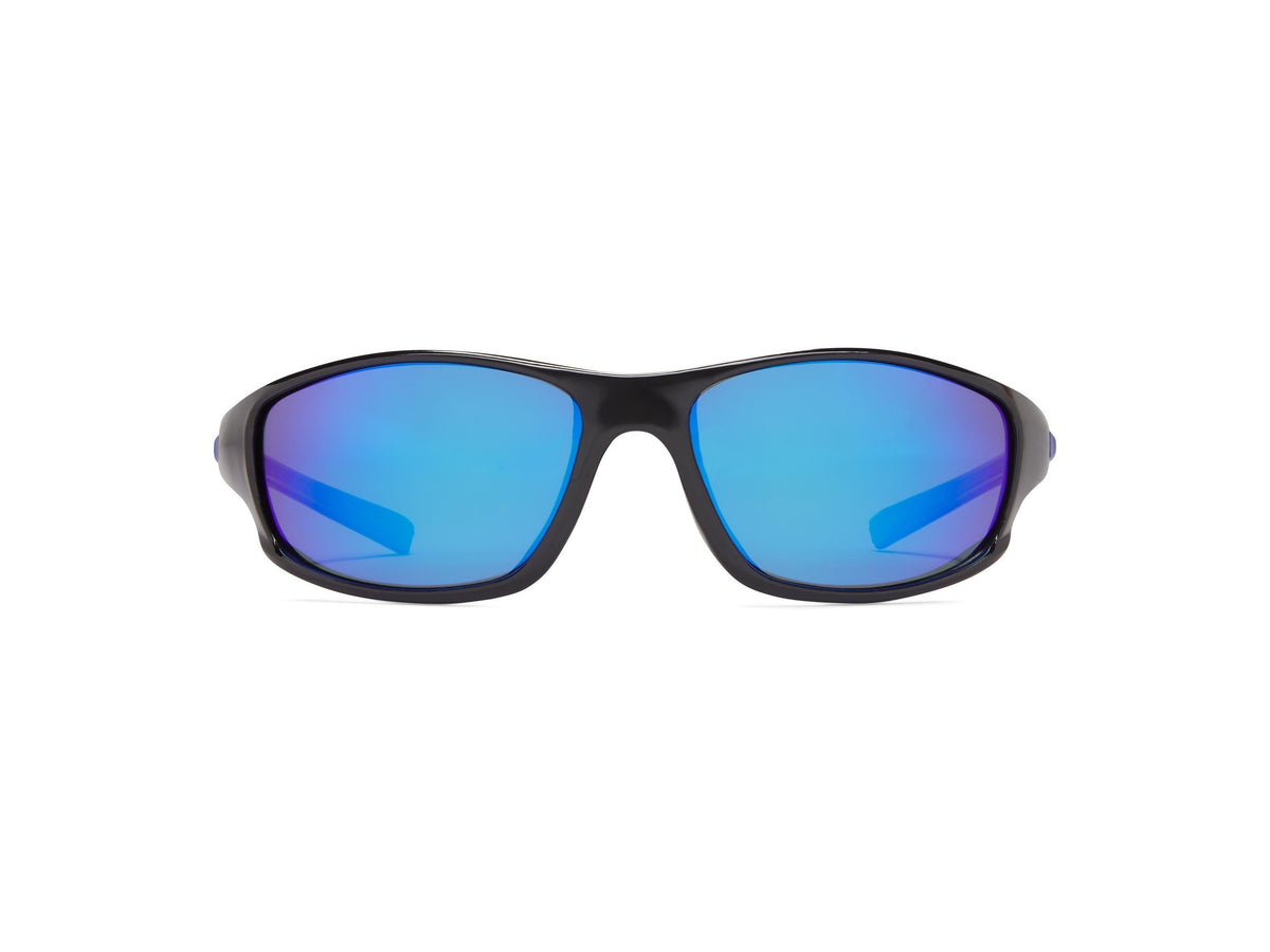 Crane Polarized - Shiny Black/Gray Lens/Blue Mirror - Polarized Sunglasses