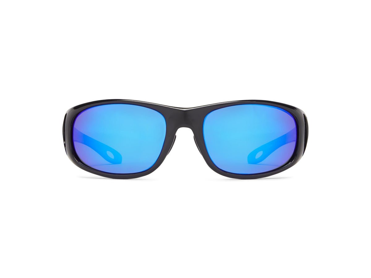 Grander - Shiny Black/Gray Lens/Blue Mirror - Polarized Sunglasses