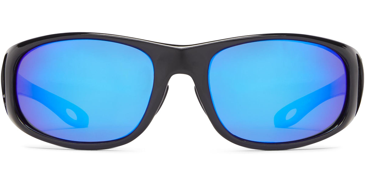 Grander - Shiny Black/Gray Lens/Blue Mirror - Polarized Sunglasses