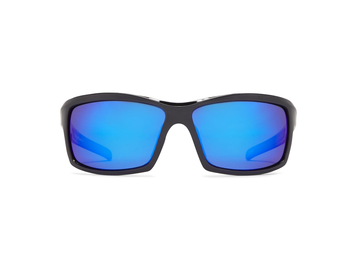 Marsh - Shiny Black/Gray Lens/Blue Mirror - Polarized Sunglasses
