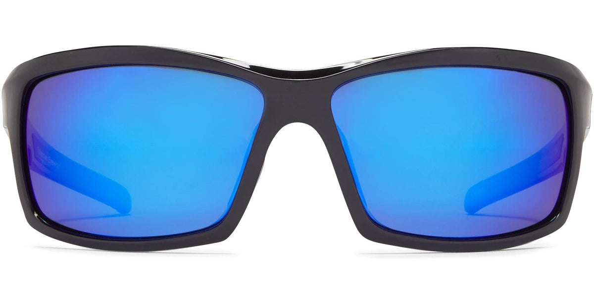 Marsh - Shiny Black/Gray Lens/Blue Mirror - Polarized Sunglasses