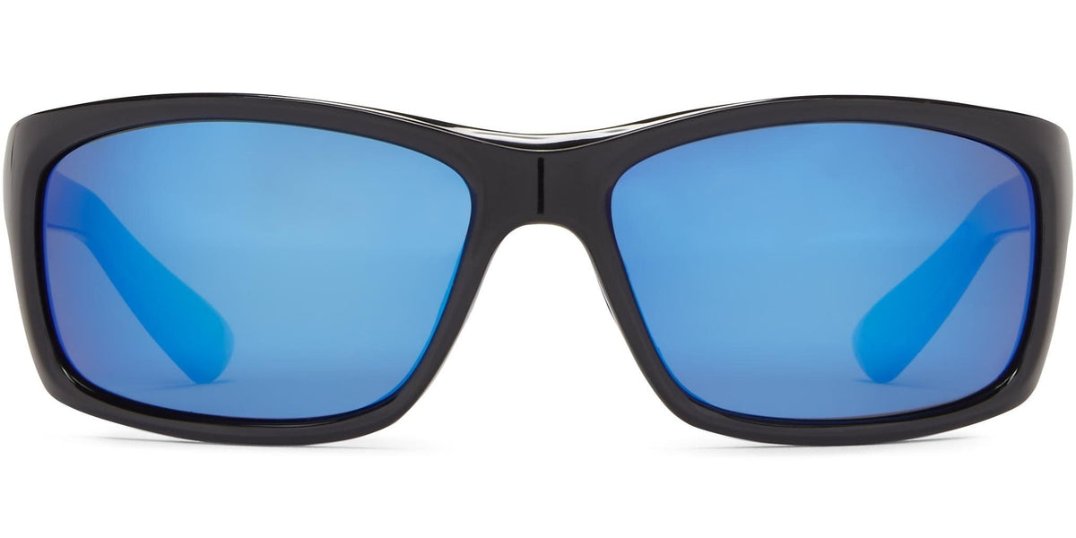 Surface - Shiny Black/Gray Lens/Blue Mirror - Polarized Sunglasses